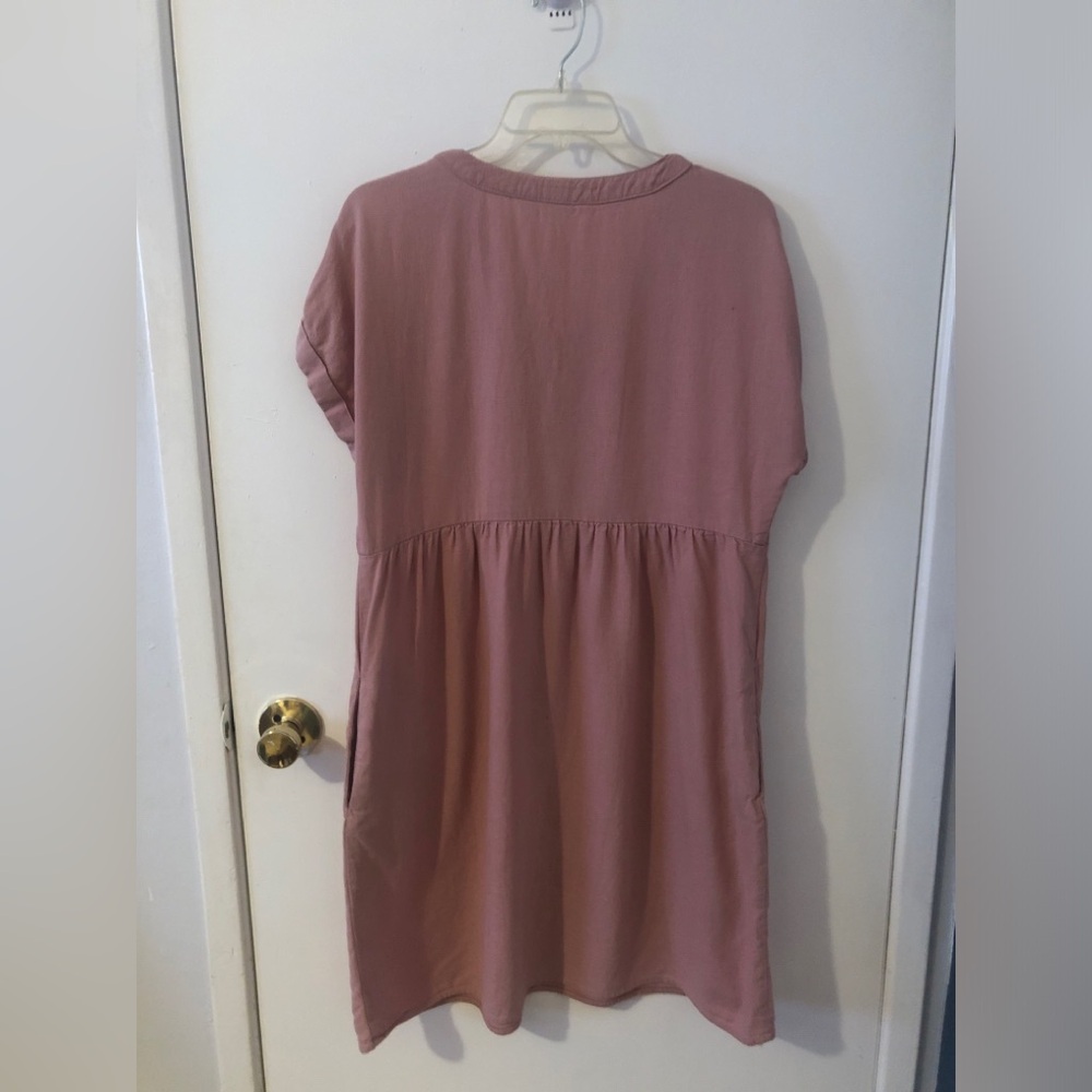 Briggs Dress Womens Size M Pastel Pink Rose Linen Blend Cottagecore Casual - Picture 8 of 11
